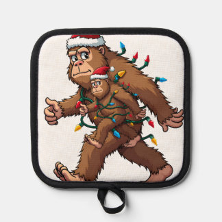 Bigfoot Santa Christmas Tree Lights Xmas Boys Men  Topflappen