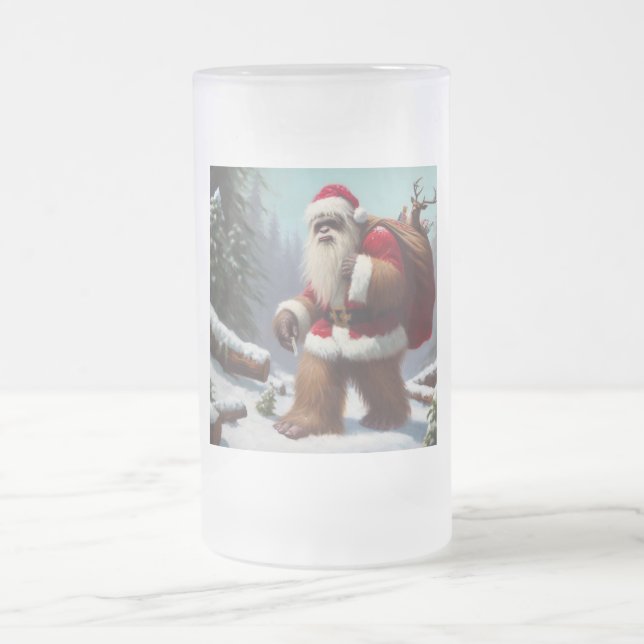 Bigfoot Santa Claus Mattglas Bierglas (Mittel)