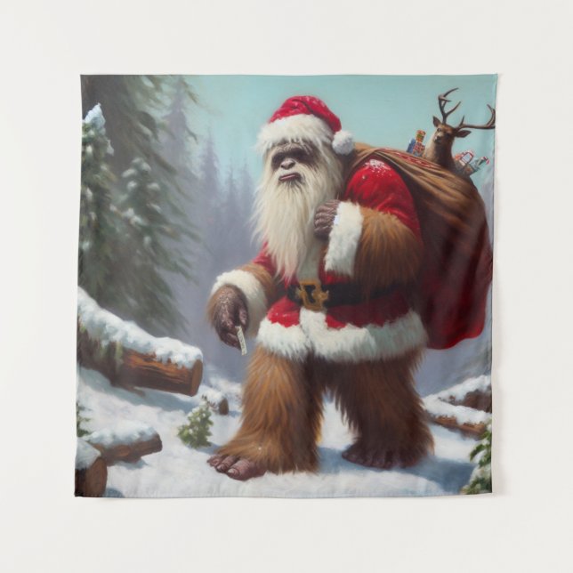 Bigfoot Santa Claus Wandteppich (Vorderseite)