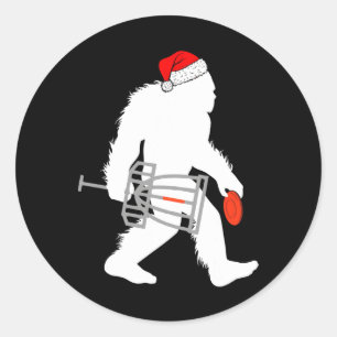 Bigfoot Santa Disk Golf Weihnachtsdiskette Golfer  Runder Aufkleber