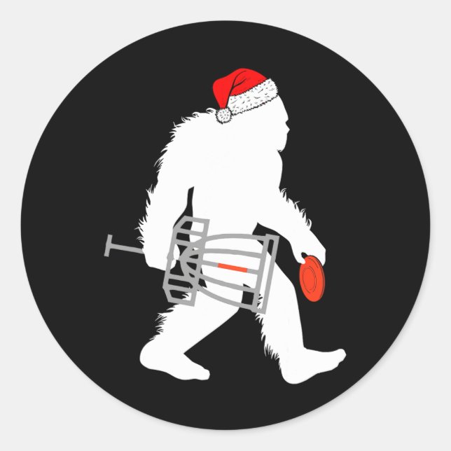 Bigfoot Santa Disk Golf Weihnachtsdiskette Golfer  Runder Aufkleber (Vorderseite)