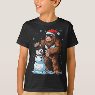 Bigfoot Santa Snowman Kinder Jungs Weihnachten Wei T-Shirt
