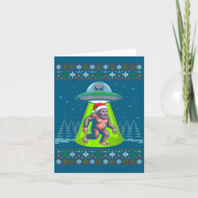 Bigfoot Santa Ufo Sasquatch Funny Ugly Christmas S Karte (Vorderseite)