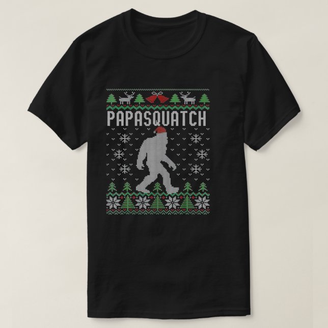 Bigfoot Santa Ugly Christmas Pajamas Vater  T-Shirt (Design vorne)