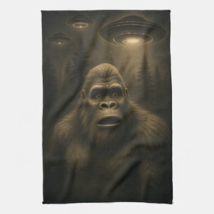 Bigfoot Sasquatch Alien UFO Funny Geschirrtuch
