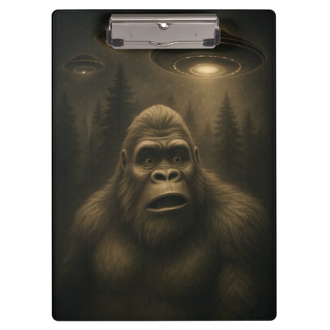 Bigfoot Sasquatch Alien UFO Funny Klemmbrett (Vorderseite)