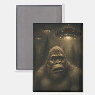 Bigfoot Sasquatch Alien UFO Funny Magnet