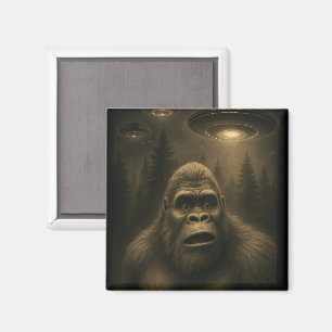Bigfoot Sasquatch Alien UFO Funny Magnet