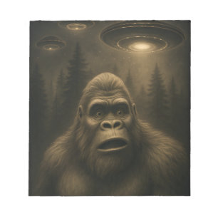 Bigfoot Sasquatch Alien UFO Funny Notizblock