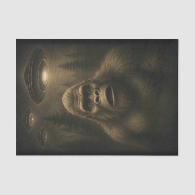 Bigfoot Sasquatch Alien UFO Funny Seidenpapier (Vorderseite)