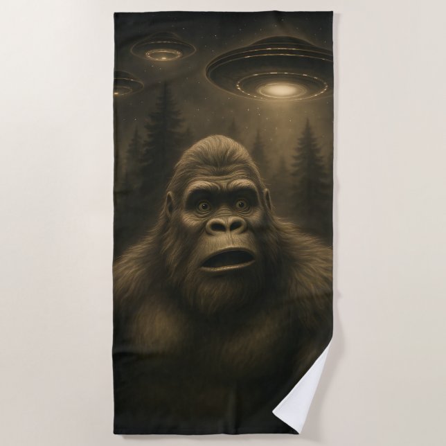 Bigfoot Sasquatch Alien UFO Funny Strandtuch (Vorderseite)