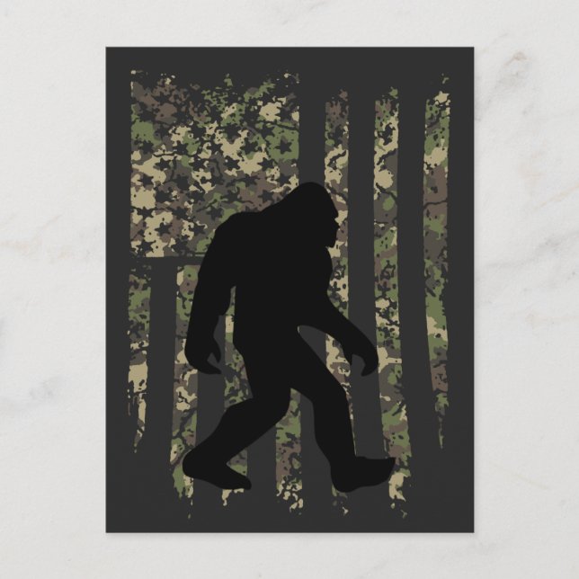 Bigfoot Sasquatch American Camouflaged USA Flag T- Postkarte (Vorderseite)