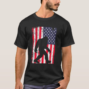 Bigfoot Sasquatch American Flag T-Shirt