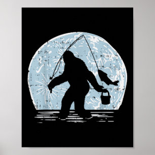 Bigfoot Sasquatch Angeln Mond Lustiger Fischer Ang Poster