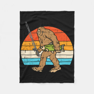 Bigfoot Sasquatch Angeln Retro Angler Männer Fraue Fleecedecke
