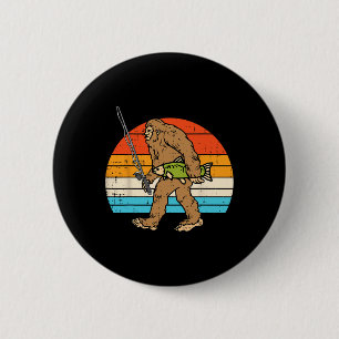 Bigfoot Sasquatch Angeln Retro Fischer Männer Frau Button