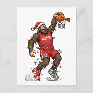 Bigfoot Sasquatch Basketball Weihnachten 2026 Feie Einladungspostkarte