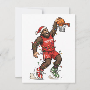 Bigfoot Sasquatch Basketball Weihnachten 2026 Feie Mitteilungskarte