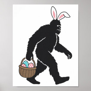 Bigfoot Sasquatch Bunny Ears Carry Ostereier B Poster