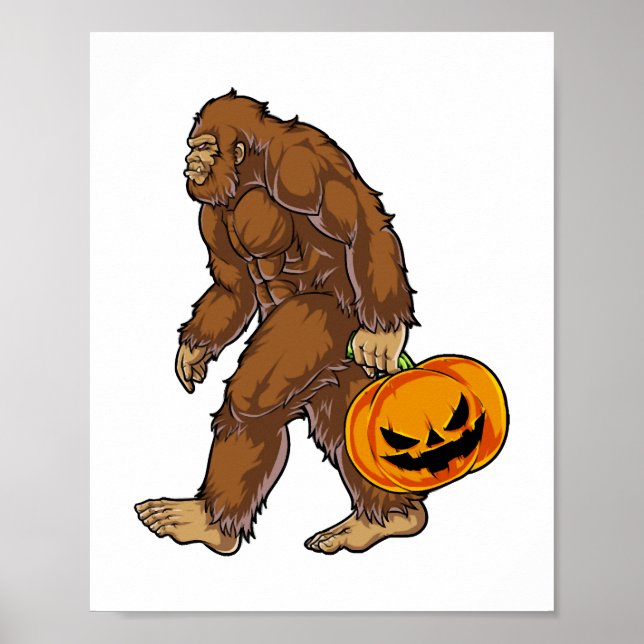 Bigfoot Sasquatch Carry Beängstigend Pumpkin T Shi Poster (Vorne)