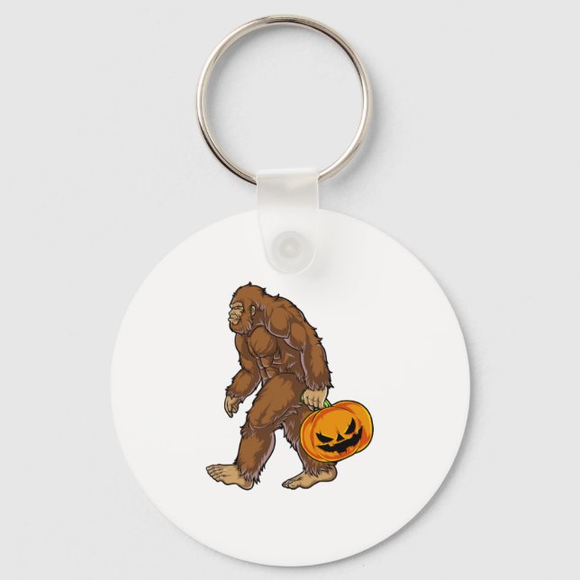 Bigfoot Sasquatch Carry Beängstigend Pumpkin T Shi Schlüsselanhänger (Vorderseite)