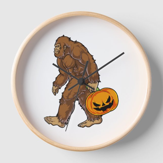 Bigfoot Sasquatch Carry Beängstigend Pumpkin T Shi Uhr (Vorderseite)