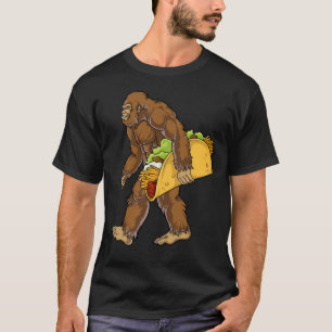 Bigfoot Sasquatch Carrying Taco T-Shirt Funny Camp