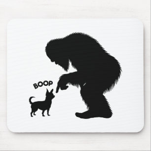 Bigfoot Sasquatch Chihuahua Nose Boop Mousepad