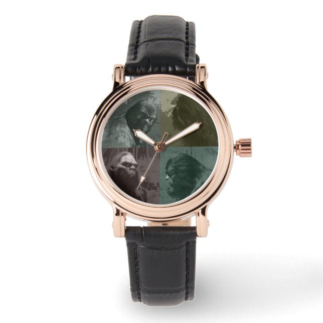 BIGFOOT SASQUATCH COLLAGE CUT-OUT-EFFEKT ARMBANDUHR (Vorderseite)