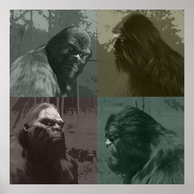 BIGFOOT SASQUATCH COLLAGE CUT-OUT-EFFEKT POSTER (Vorne)