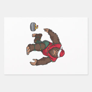 Bigfoot Sasquatch Curling Weihnachten 2026 Feierta Geschenkpapier Set