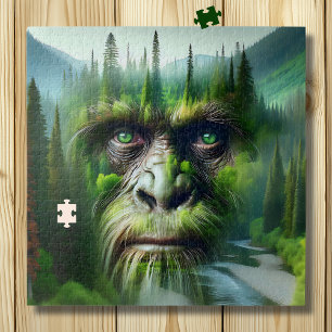 Bigfoot Sasquatch Doppelbelichtung mit Wald