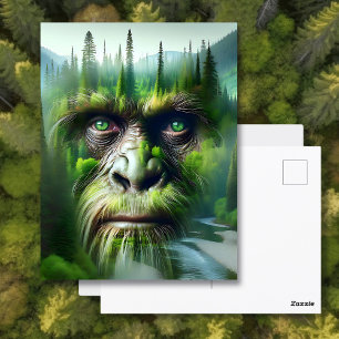 Bigfoot Sasquatch Doppelbelichtung mit Wald Postkarte