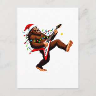 Bigfoot Sasquatch E-Gitarre Weihnachten 2026 Ankündigungspostkarte