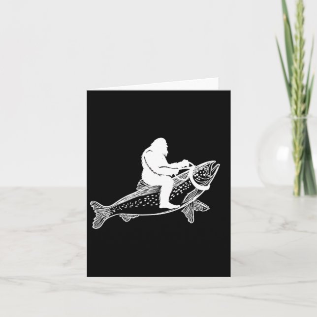 Bigfoot Sasquatch Fly Foreut Fisherman Vint Karte (Vorderseite)