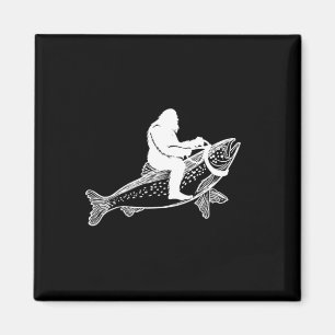 Bigfoot Sasquatch Fly Foreut Fisherman Vint Magnet