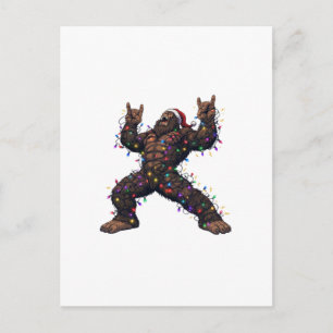Bigfoot Sasquatch Frohe Metal Weihnachten Rock Postkarte