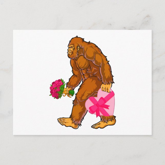 Bigfoot Sasquatch Funny Valentinstag Liebe Postkarte (Vorderseite)