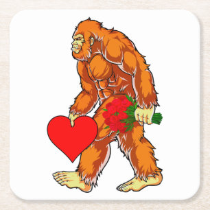 Bigfoot Sasquatch Funny Valentinstag Liebe Rechteckiger Pappuntersetzer
