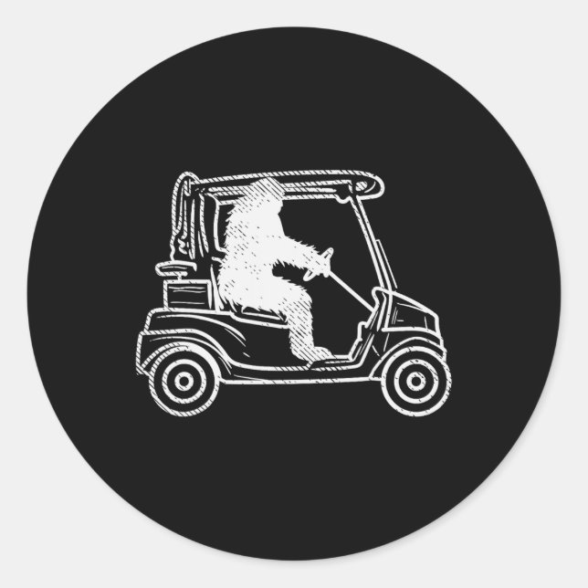 Bigfoot Sasquatch Golf spielen Runder Aufkleber (Vorderseite)