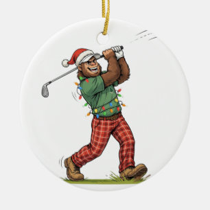 Bigfoot Sasquatch Golf Weihnachten 2026 Feiertag Keramik Ornament