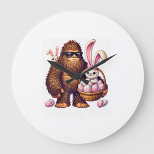 Bigfoot Sasquatch Hase Ostereier Retro Männer Jung Große Wanduhr