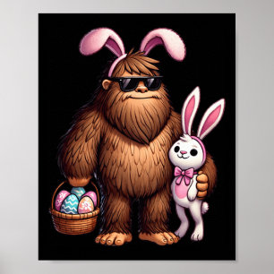 Bigfoot Sasquatch Hase Ostereier Retro Männer Jung Poster