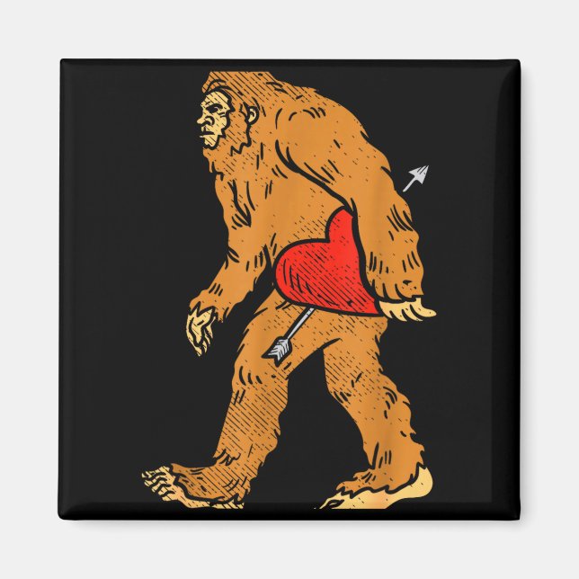 Bigfoot Sasquatch Heart With Arrow Funny Valentine Magnet (Vorne)