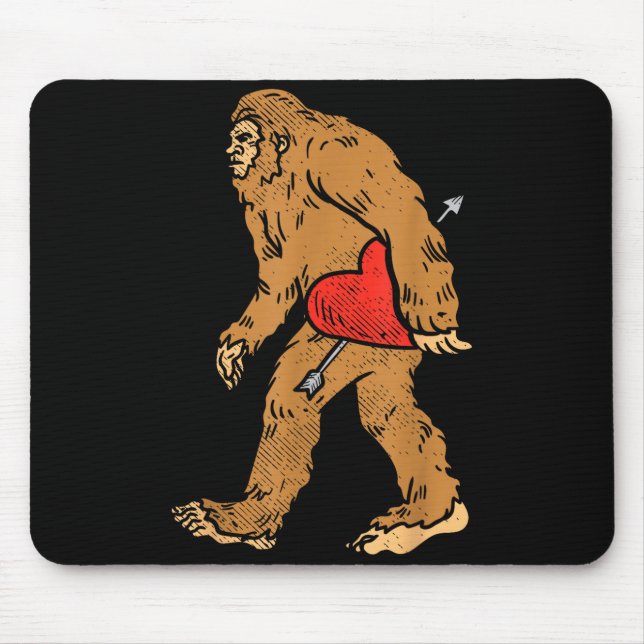 Bigfoot Sasquatch Heart With Arrow Funny Valentine Mousepad (Vorne)