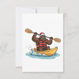 Bigfoot Sasquatch Kayaking Weihnachten Wassersport Dankeskarte