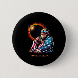 Bigfoot Sasquatch Lovers Total Solar Eclipse 2024 Button