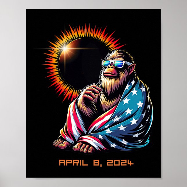 Bigfoot Sasquatch Lovers Total Solar Eclipse 2024 Poster (Vorne)