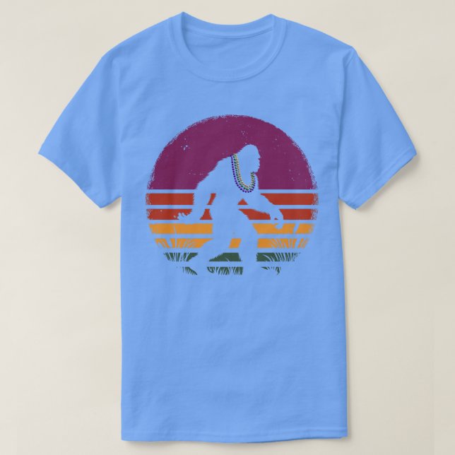 Bigfoot Sasquatch Mardi Gras Beads Happy Fat Tuesd T-Shirt (Design vorne)