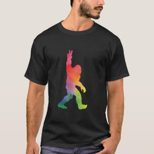 Bigfoot Sasquatch Peace Big Foot Squatch Colorful T-Shirt